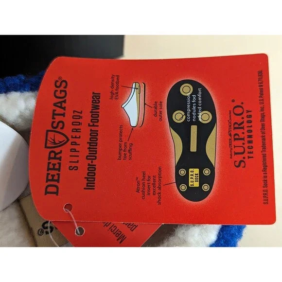 DEER STAGS Smiley Slippers Mens 9 M Blue Memory Foam Indoor Outdoor Shoes NWB - Picture 13 of 16